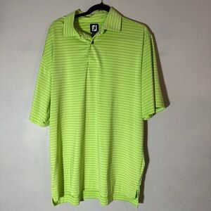 FootJoy Neon Green Striped Men's Golf Polo Shirt